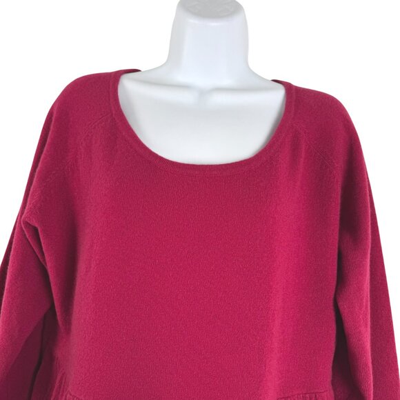Garnet Hill Cashmere Peplum Sweater XL Red Burgundy Long Sleeve FS-1442 - Picture 3 of 7